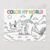 Fun Dinosaur-Farbseite Postkarte (Vorderseite)