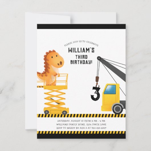 Fun Dinosaur Geburtstagsparty Einladung (Vorderseite)