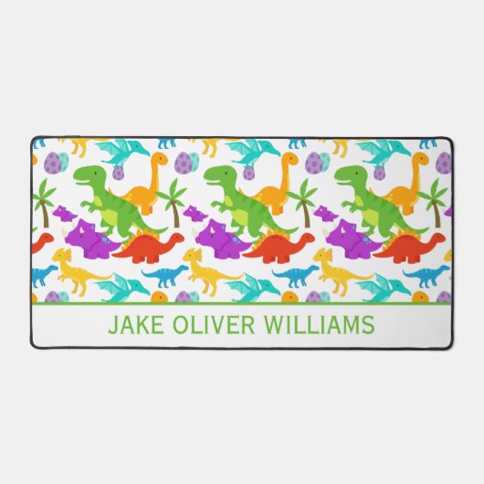 Fun Dinosaur Muster farbenfroh Schreibtischunterlage (Vorderseite)