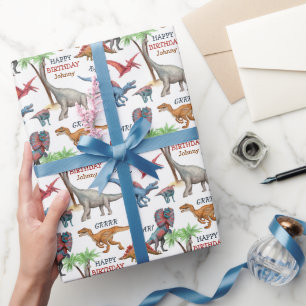 Fun Dinosaur Parade Kindergeburt Geschenkpapier