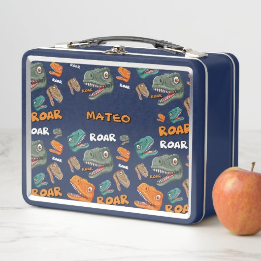Fun dinosaur pattern for school kids metall brotdose (Beispiel)