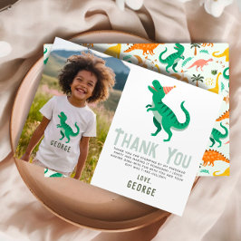 Fun Dinosaur Roarsome Foto Geburtstag Dankeskarte