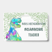 Fun Dinosaur Roarsome School Teacher Name Ausweis (Vorderseite)