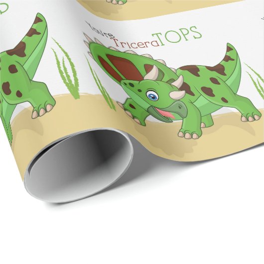Fun Dinosaur Triceratops Jungs und Mädchen Geschenkpapier (Rolleneckpunkt)