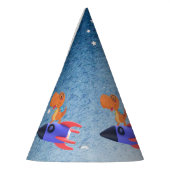 Fun Dinosaurier farbenfrohe Rakete Schule Geburtst Partyhütchen (Links)