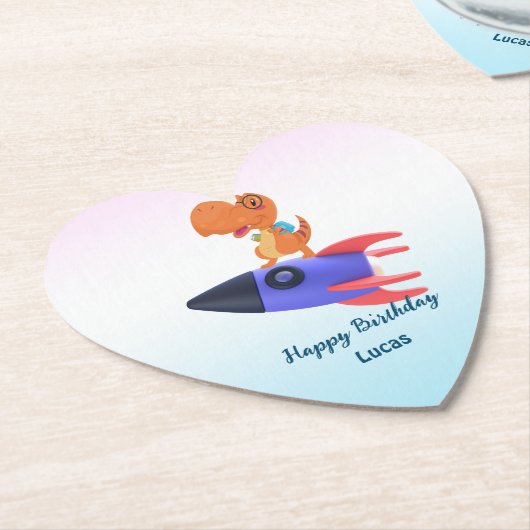 Fun Dinosaurier farbenfrohe Rakete Schule Geburtst Untersetzer (angewinkelt)