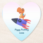 Fun Dinosaurier farbenfrohe Rakete Schule Geburtst Untersetzer (Vorderseite)