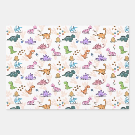 Fun-Dinosaurier-Gastgeschenke, Packpapier, Kinder Geschenkpapier Set (Vorderseite)