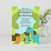 Fun Dinosaurier Geburtstagsparty Einladung (Stehend Vorderseite)