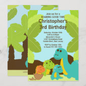 Fun Dinosaurier Geburtstagsparty Einladung (Vorne/Hinten)