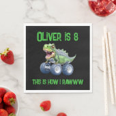 Fun Dinosaurier Monster LKW personalisiert Geburts Serviette (Beispiel)