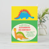 Fun Dinosaurier zum Geburtstag Einladung (Stehend Vorderseite)