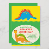Fun Dinosaurier zum Geburtstag Einladung (Vorne/Hinten)