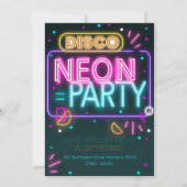 Fun Disco Neon 16. Party Einladung (Vorderseite)