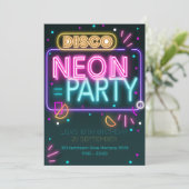 Fun Disco Neon 16. Party Einladung (Stehend Vorderseite)