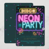 Fun Disco Neon 16. Party Einladung (Vorne/Hinten)