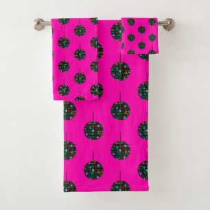 FUN DISCO THEMA BRIGHT PINK BADEZIMMER TOWEL SET