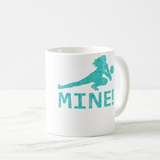 Fun Distressed Mine Volleyball Player Kaffeetasse (VorderseiteRechts)