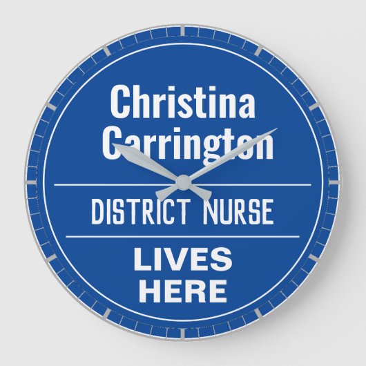 Fun District Nurse Wall Plaque Stil große Uhr (Vorderseite)