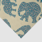 Fun Ditzy Paisley Elephants auf Beige-Tissue Seidenpapier (Detail)
