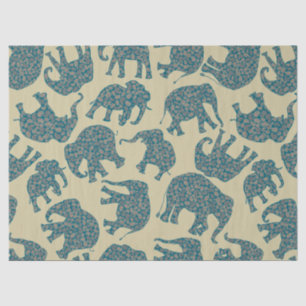 Fun Ditzy Paisley Elephants auf Beige-Tissue Seidenpapier