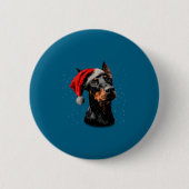 Fun Doberman Dog Christmas Lights Santa Hat Long S Button (Vorderseite)