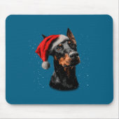Fun Doberman Dog Christmas Lights Santa Hat Long S Mousepad (Vorne)