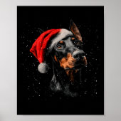 Fun Doberman Dog Christmas Lights Santa Hat Long S Poster (Vorne)