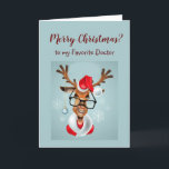 Fun Doctor Christmas wünscht den Weihnachtsmann Feiertagskarte<br><div class="desc">Spaß Weihnachten für Lieblings-Arzt So waren Sie frech oder nett? Nun,  wenn Sie Arzt waren,  machen Sie die Liste von Nizza</div>