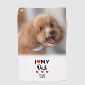 Fun Dog Foto I Liebe Mein Vater Modernes Sport Golfhandtuch (Vorderseite)
