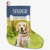 Fun Dog Foto Name Personalisiert Großer Weihnachtsstrumpf (Vorderseite)