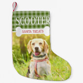 Fun Dog Karierter Foto Name Personalisiert Kleiner Weihnachtsstrumpf (Vorderseite)