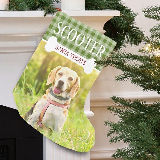 Fun Dog Karierter Foto Name Personalisiert Kleiner Weihnachtsstrumpf