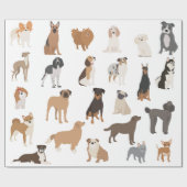 Fun Dog Lover Breeds Muster drucken Geschenkpapier (Flach)