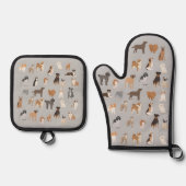 Fun Dog Lover Muster Ofenhandschuh & Topflappen-Set (Vorderseite)