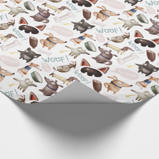 Fun Dog Lover Muster Print Geschenkpapier (Ecke)