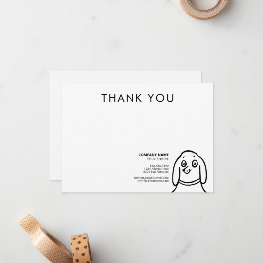 Fun Dog Pet Care Service Vielen Dank Mitteilungskarte (Vorderseite/Rückseite Beispiel)