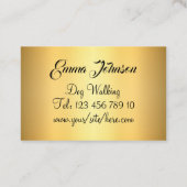 Fun Dog Walker Pet Sitter Gold Paw Visitenkarte (Rückseite)