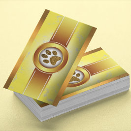 Fun Dog Walker Pet Sitter Gold Paw Visitenkarte