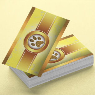 Fun Dog Walker Pet Sitter Gold Paw Visitenkarte