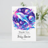 Fun Dolphin Baby Dusche Dankeskarte (Stehend Vorderseite)