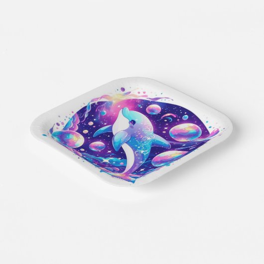 Fun Dolphin Baby Dusche Pappteller (Gewinkelt)