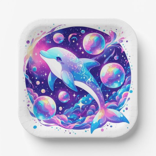 Fun Dolphin Baby Dusche Pappteller (Vorderseite)