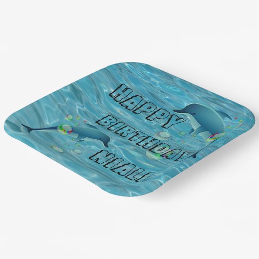 Fun Dolphin und Blasen Pappteller (Gewinkelt)