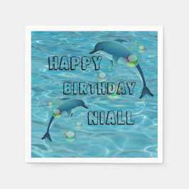 Fun Dolphin und Blasen Personalisiert Geburtstag Serviette
