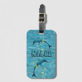 Fun Dolphin und Blasen Personalisiert Gepäckanhänger
