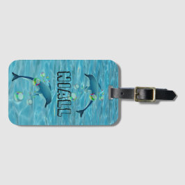 Fun Dolphin und Blasen Personalisiert Gepäckanhänger