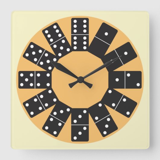 Fun Domino Quadratische Wanduhr (Vorderseite)