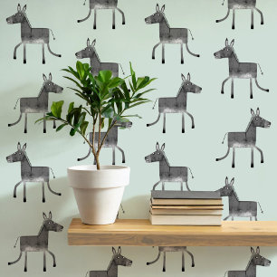 Fun Donkey Gray Sage Green Muster Tapete