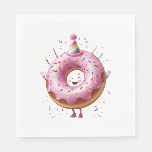 Fun Donut Birthday Party Paper Serviette (Vorderseite)